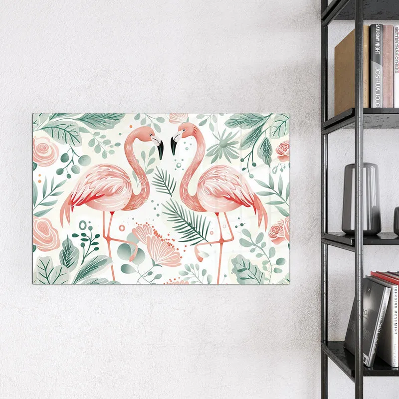 Magnettafel - Flamingos in Pastell