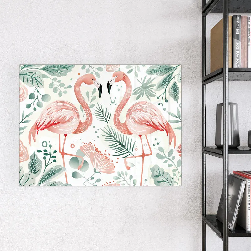 Magnettafel - Flamingos in Pastell