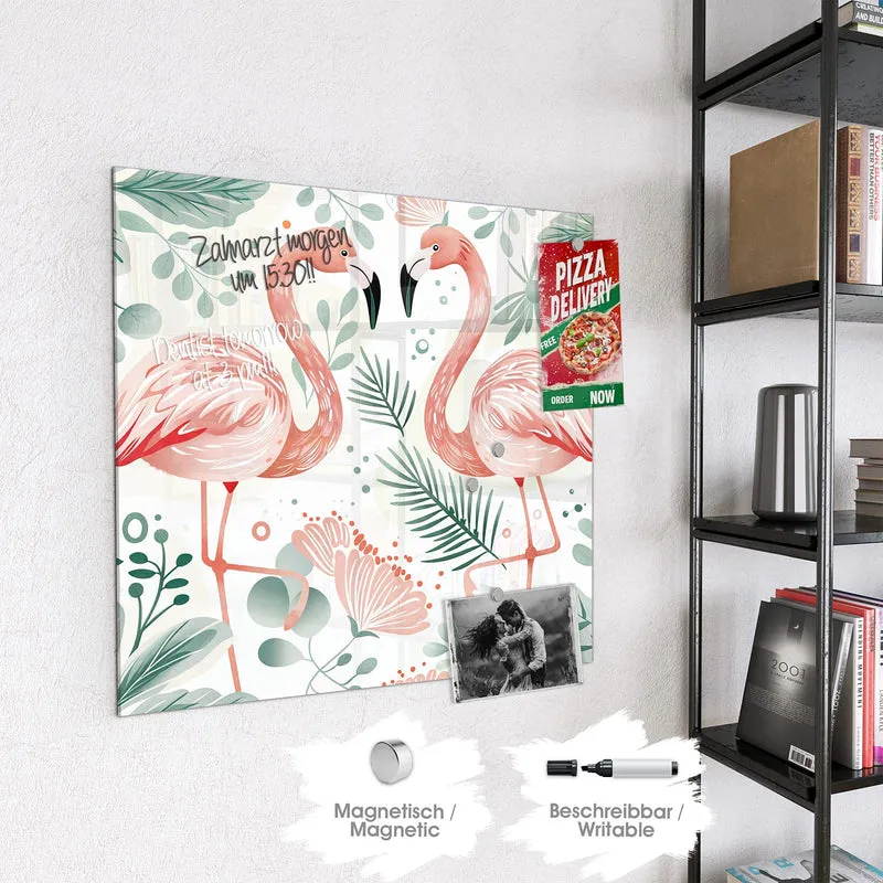 Magnettafel - Flamingos in Pastell