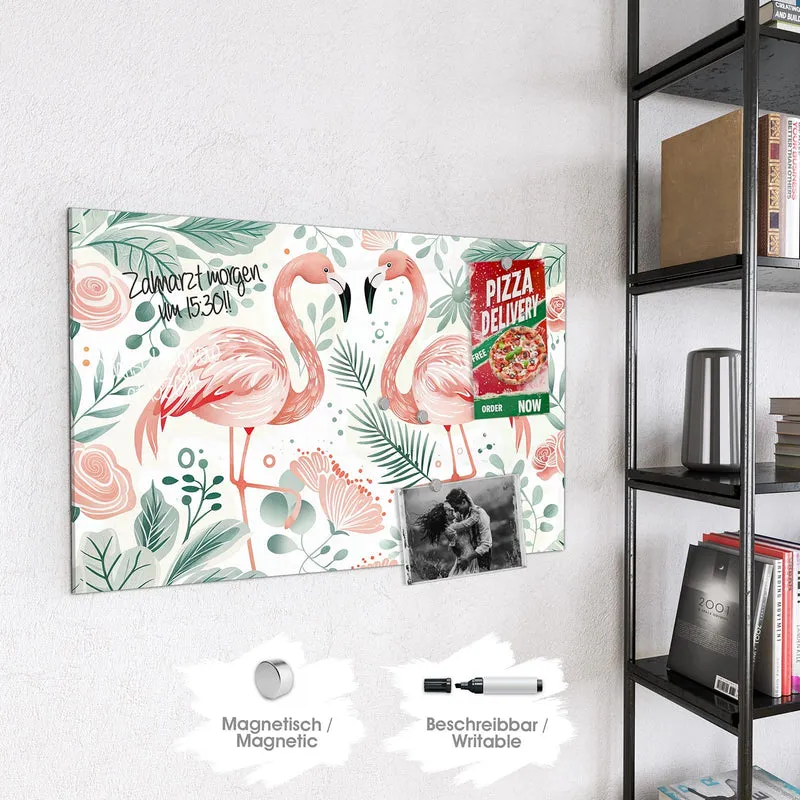 Magnettafel - Flamingos in Pastell