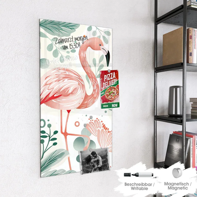 Magnettafel - Flamingos in Pastell