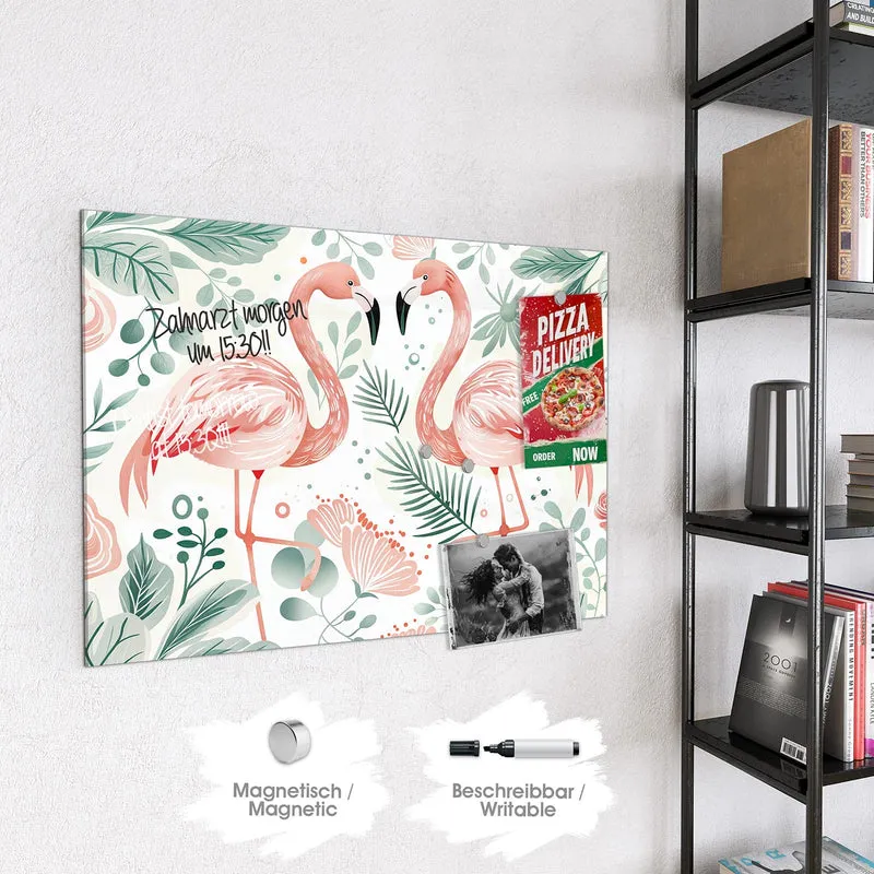 Magnettafel - Flamingos in Pastell