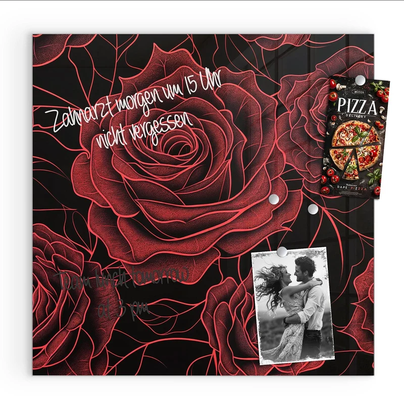 Magnettafel - Rosenmuster in Rot