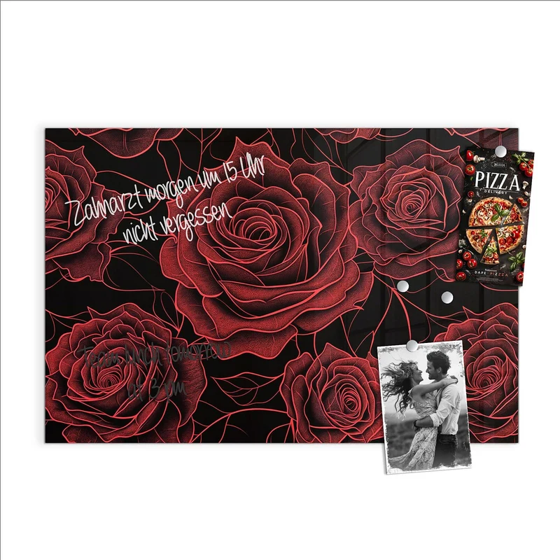 Magnettafel - Rosenmuster in Rot