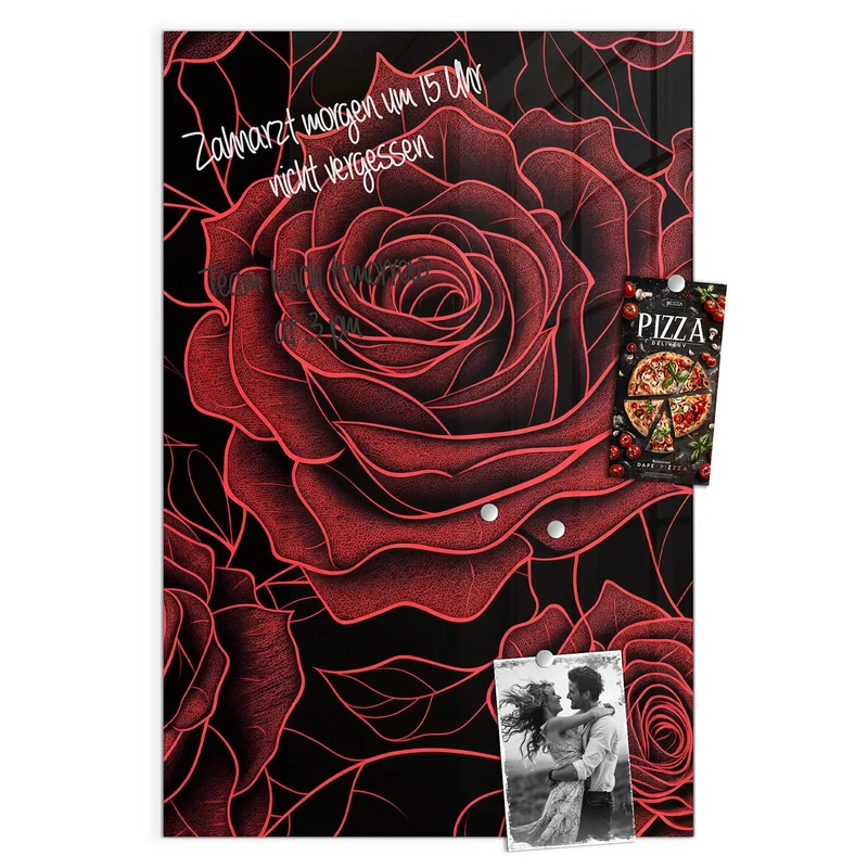 Magnettafel - Rosenmuster in Rot