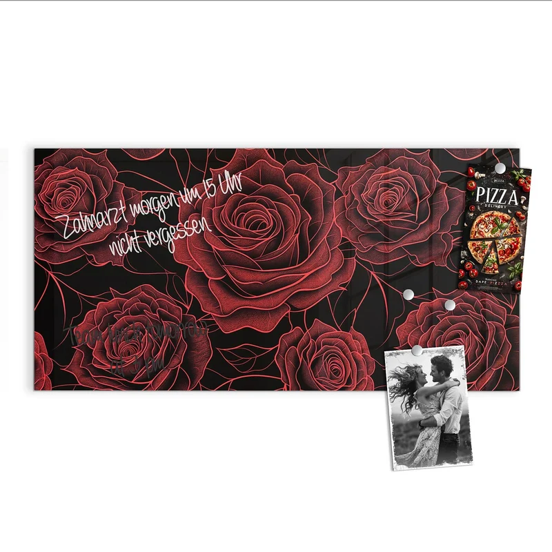 Magnettafel - Rosenmuster in Rot