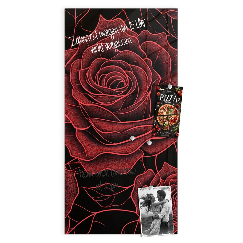 Magnettafel - Rosenmuster in Rot