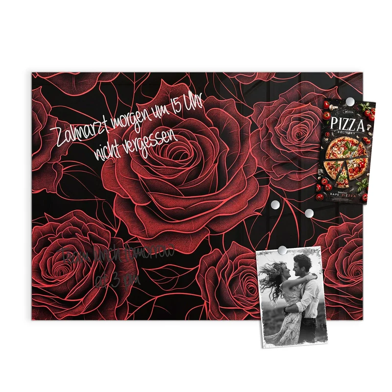 Magnettafel - Rosenmuster in Rot