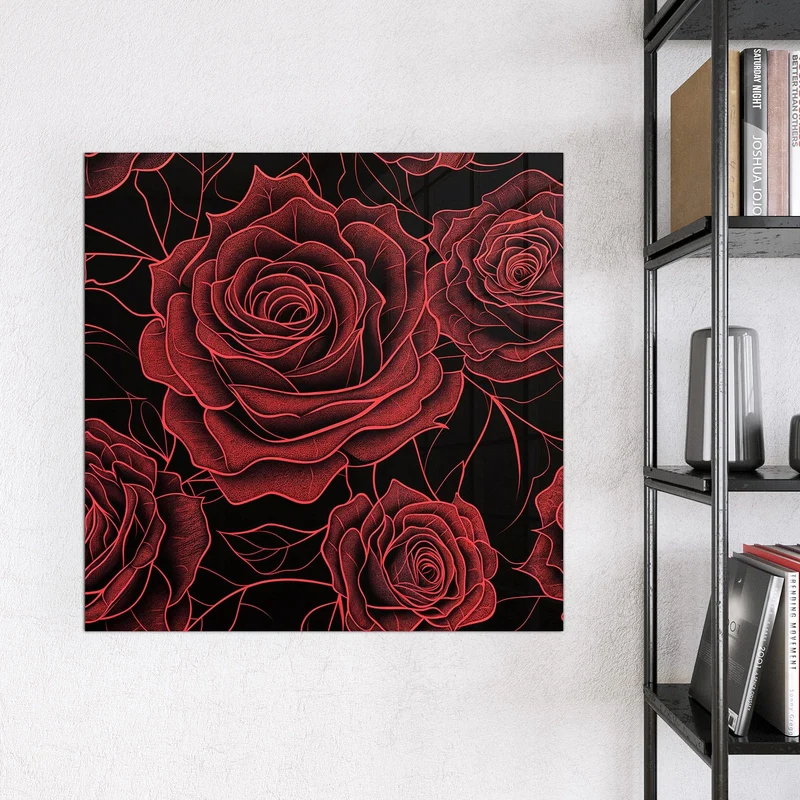 Magnettafel - Rosenmuster in Rot