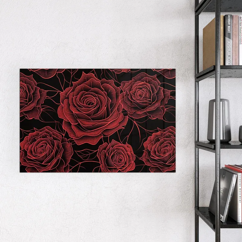 Magnettafel - Rosenmuster in Rot