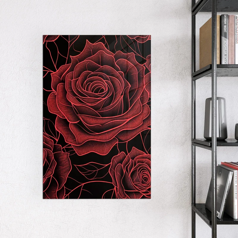 Magnettafel - Rosenmuster in Rot
