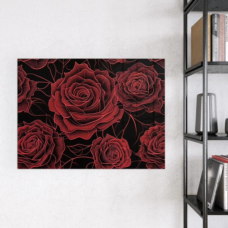 Magnettafel - Rosenmuster in Rot