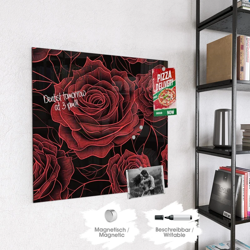 Magnettafel - Rosenmuster in Rot