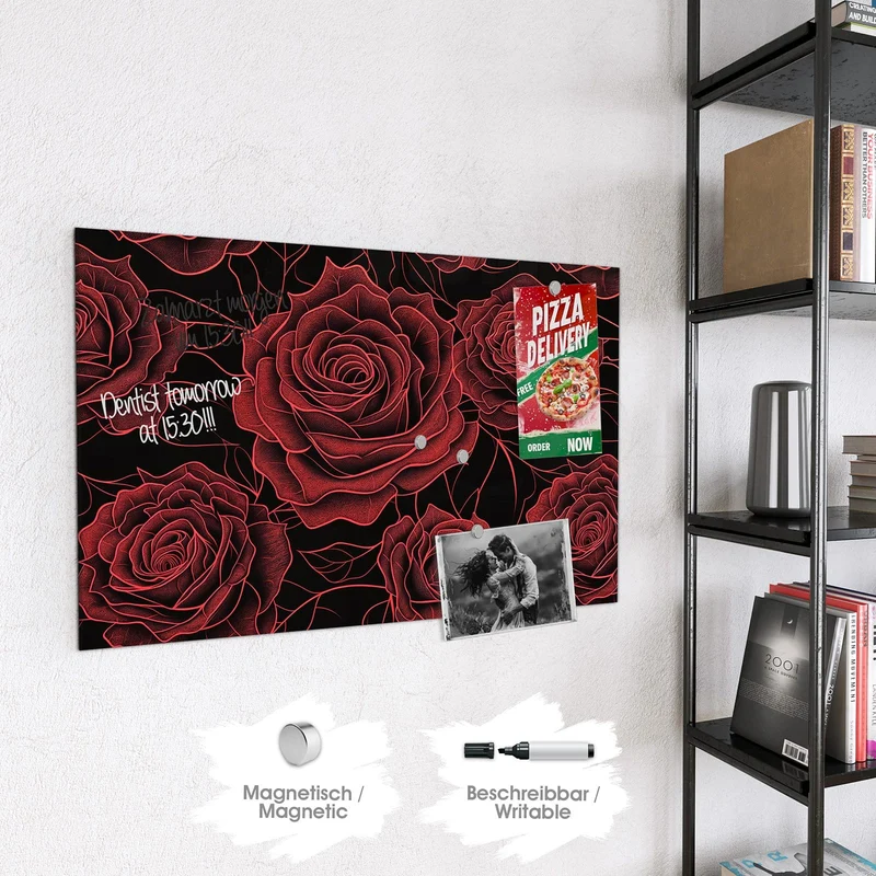 Magnettafel - Rosenmuster in Rot