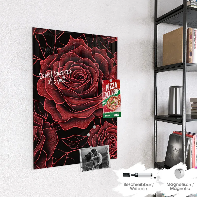 Magnettafel - Rosenmuster in Rot
