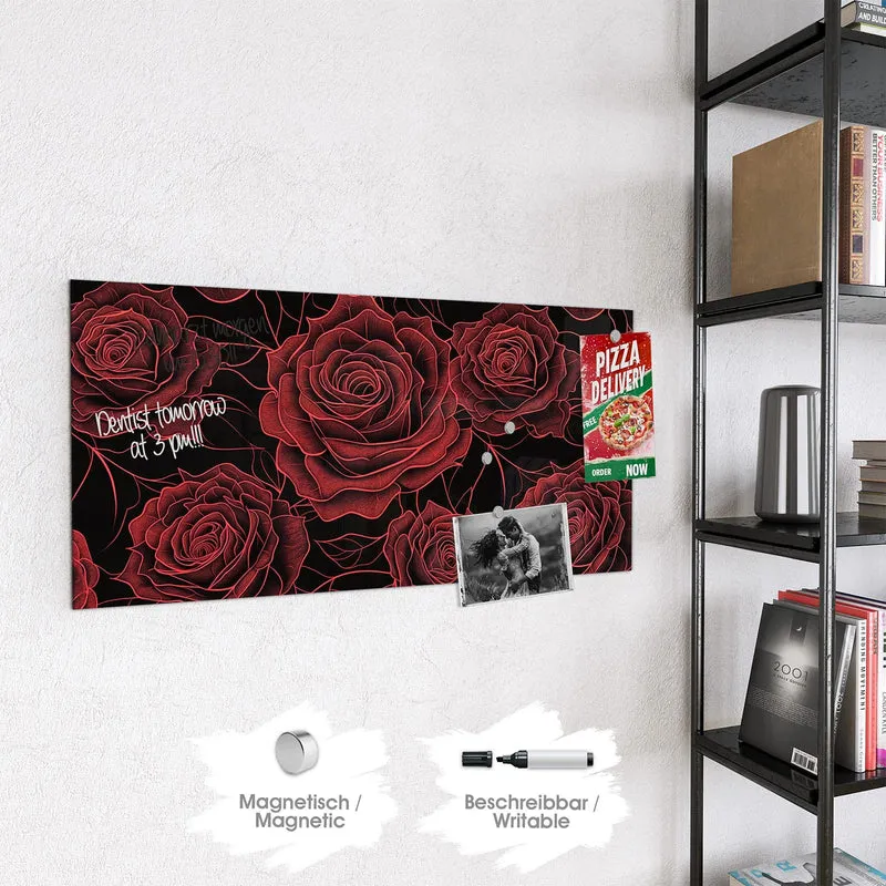 Magnettafel - Rosenmuster in Rot