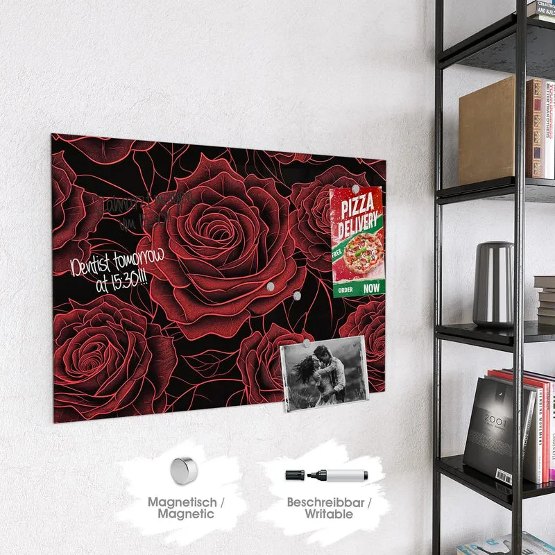 Magnettafel - Rosenmuster in Rot