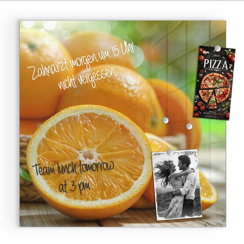 Magnettafel - Orangen auf Holz