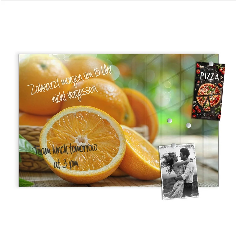 Magnettafel - Orangen auf Holz