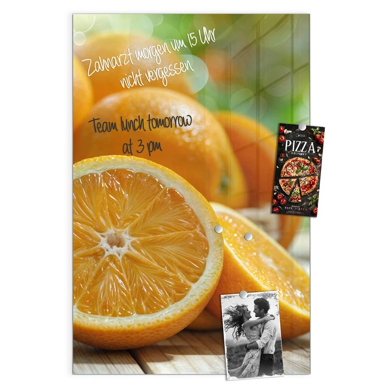 Magnettafel - Orangen auf Holz