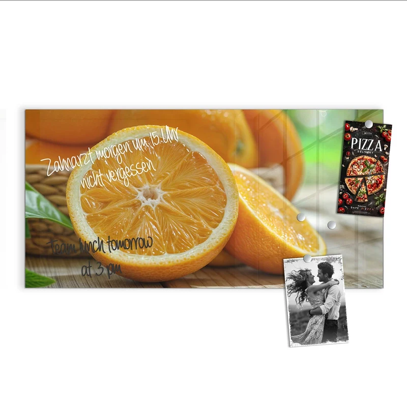 Magnettafel - Orangen auf Holz