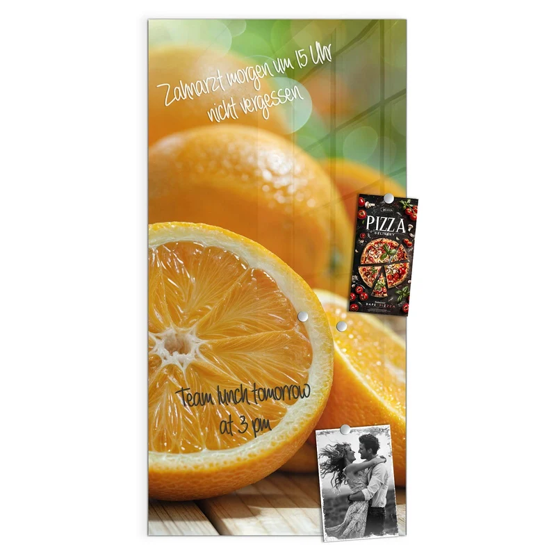 Magnettafel - Orangen auf Holz