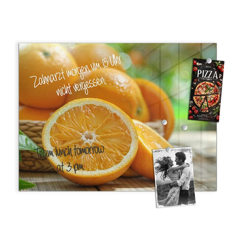 Magnettafel - Orangen auf Holz