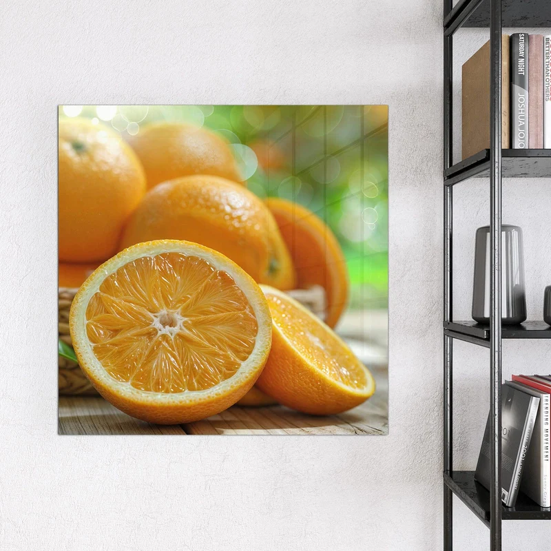 Magnettafel - Orangen auf Holz