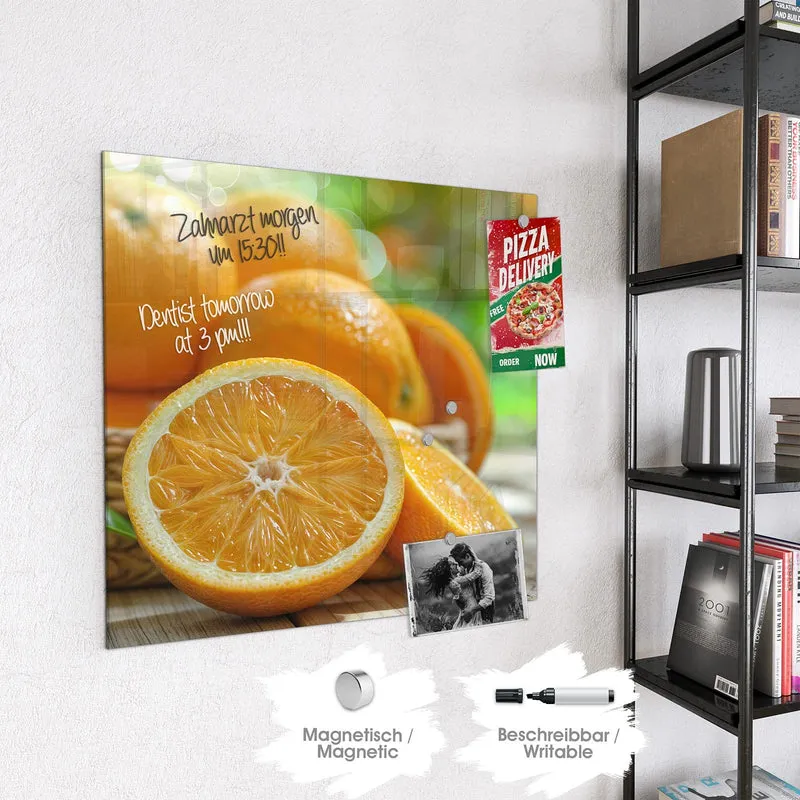 Magnettafel - Orangen auf Holz