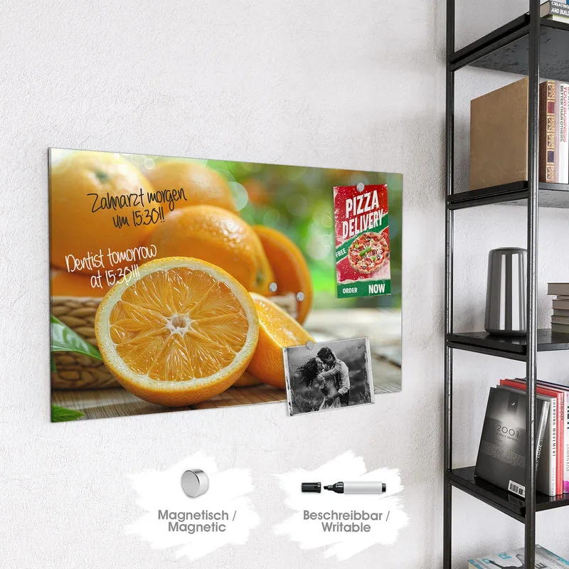 Magnettafel - Orangen auf Holz