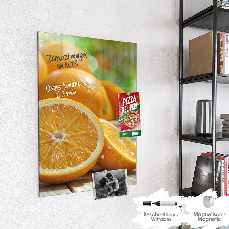Magnettafel - Orangen auf Holz