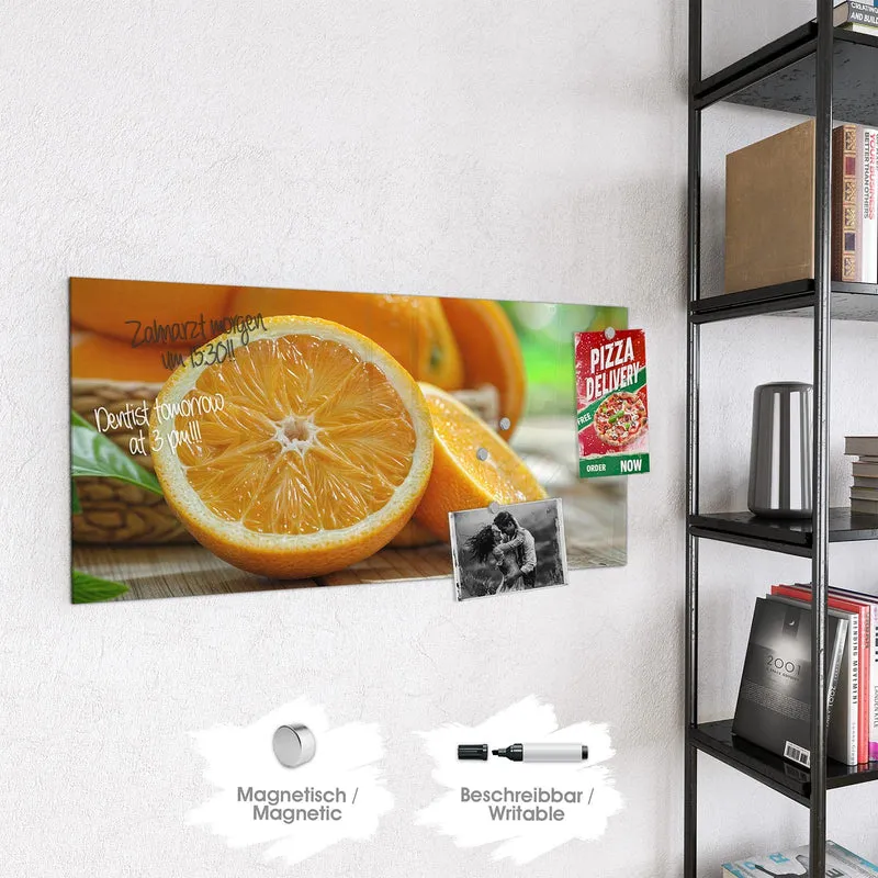Magnettafel - Orangen auf Holz