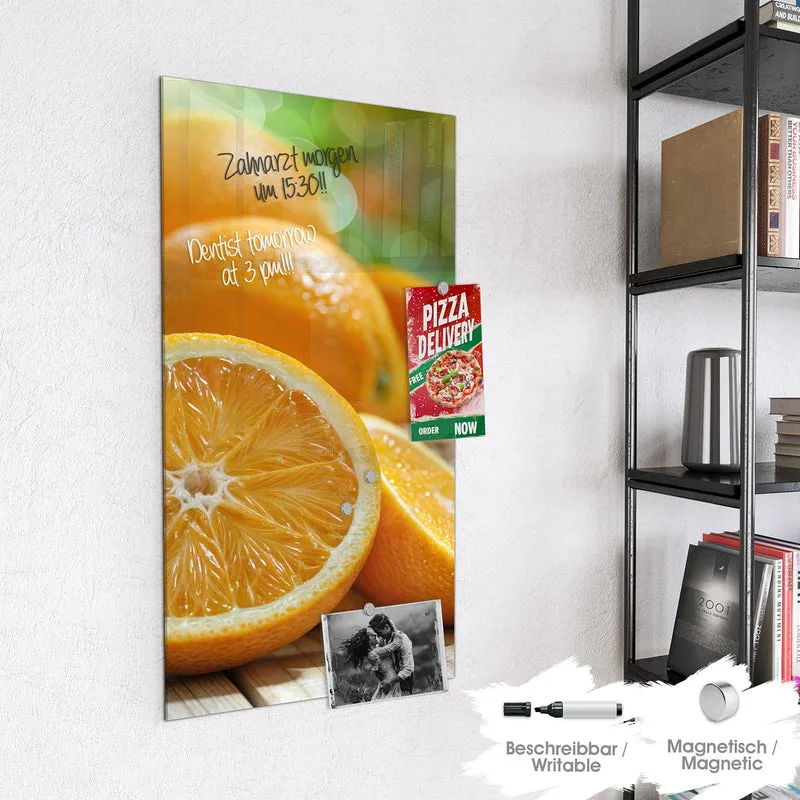 Magnettafel - Orangen auf Holz