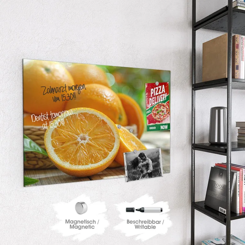 Magnettafel - Orangen auf Holz