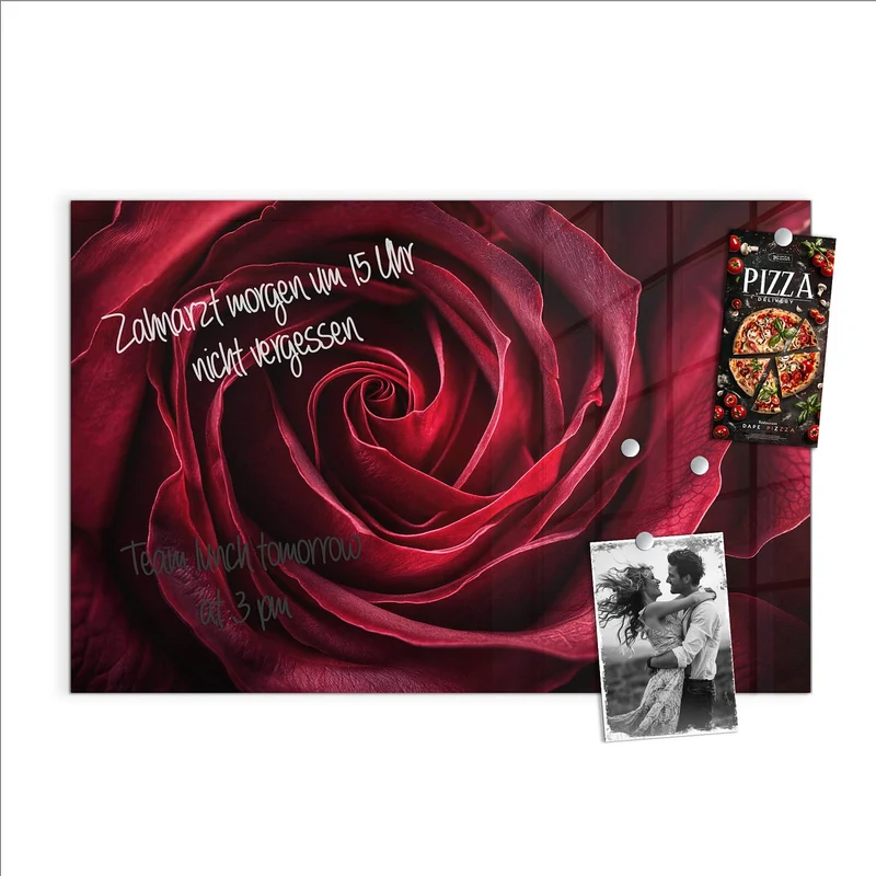 Magnettafel - Tiefrote Rosenblüte