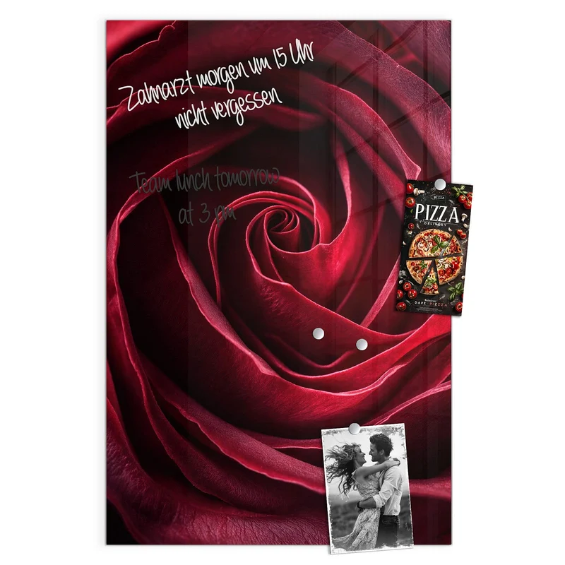 Magnettafel - Tiefrote Rosenblüte