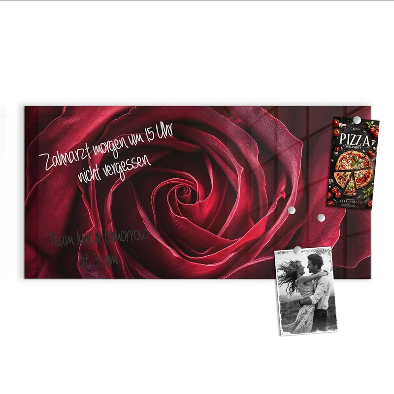 Magnettafel - Tiefrote Rosenblüte