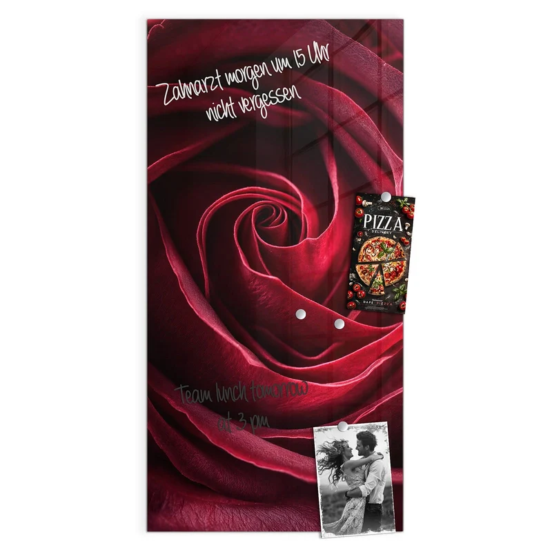Magnettafel - Tiefrote Rosenblüte