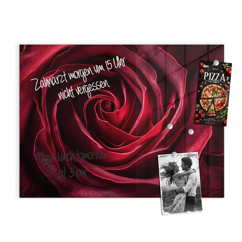 Magnettafel - Tiefrote Rosenblüte