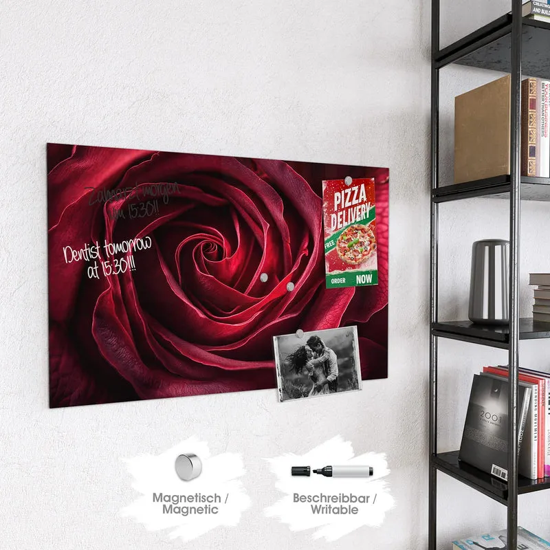 Magnettafel - Tiefrote Rosenblüte