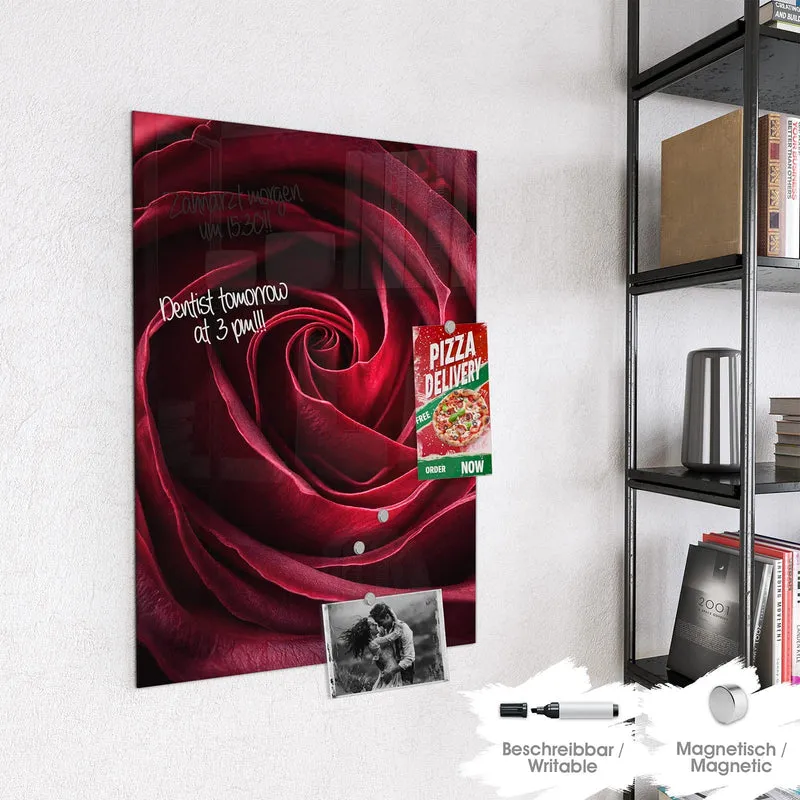 Magnettafel - Tiefrote Rosenblüte