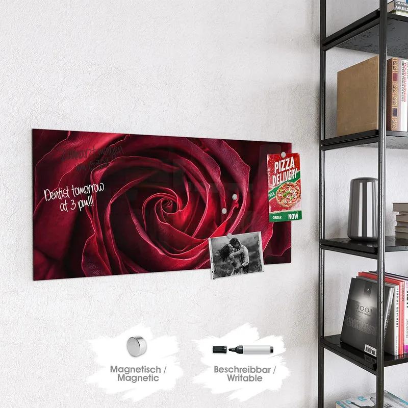 Magnettafel - Tiefrote Rosenblüte