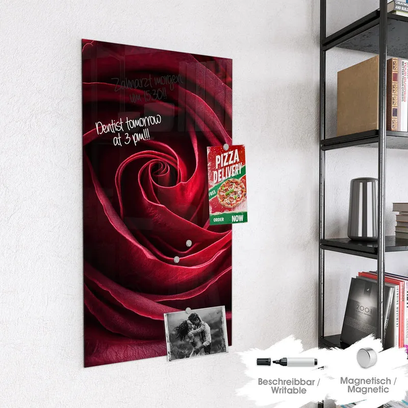 Magnettafel - Tiefrote Rosenblüte
