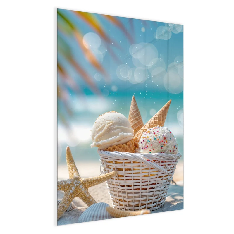 Magnettafel - Eiskugeln am Strand