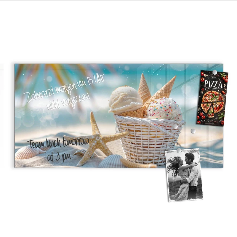 Magnettafel - Eiskugeln am Strand