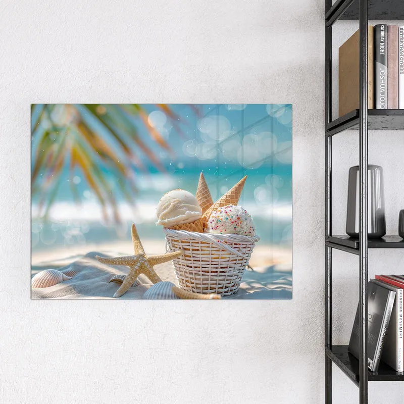 Magnettafel - Eiskugeln am Strand