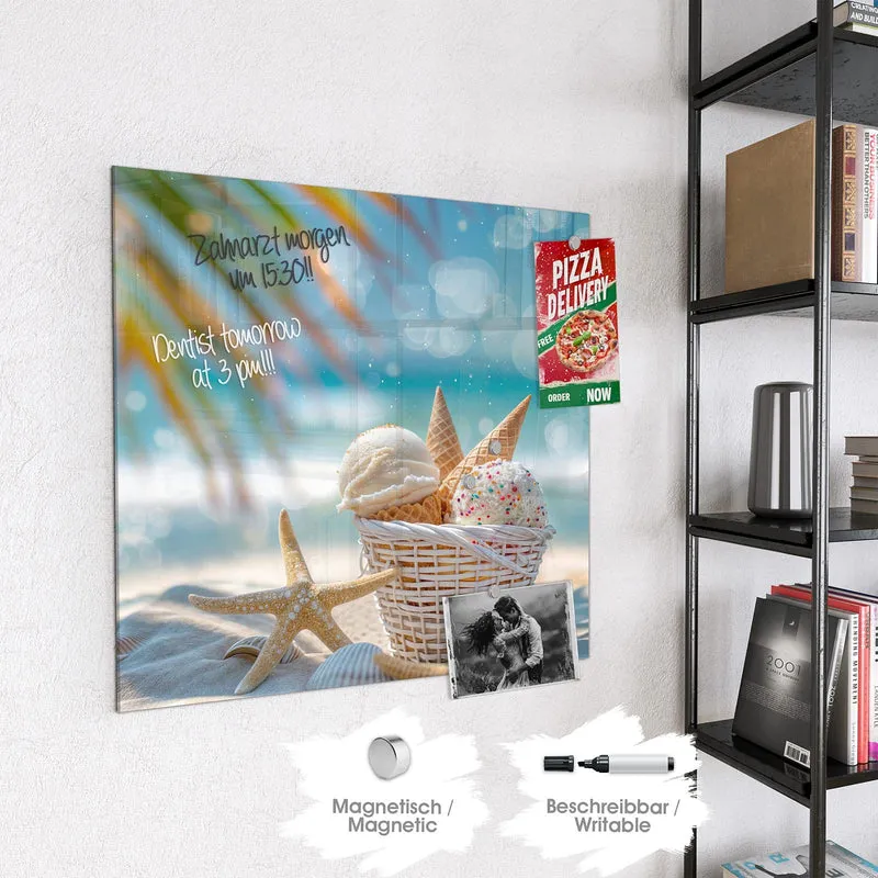 Magnettafel - Eiskugeln am Strand