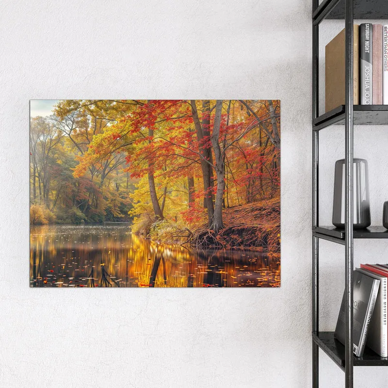 Magnettafel - Herbstfarben am Seeufer