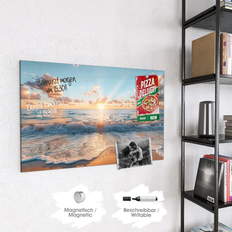 Magnettafel - Sonne über der Brandung