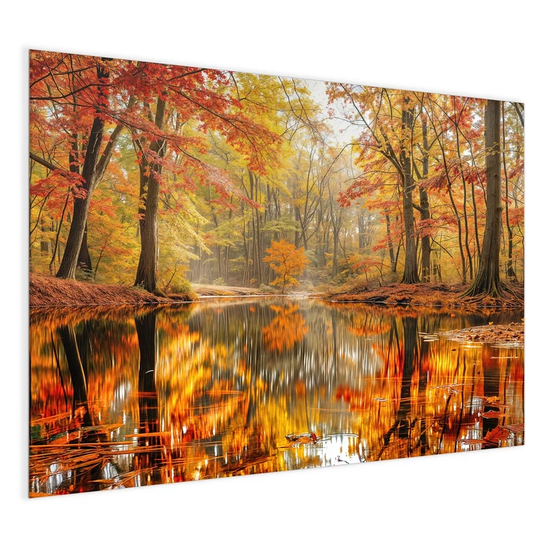 Magnettafel - Herbstwald am See